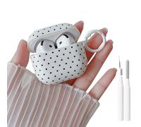 MINSCOSE for AirPods 4 Clear Case,Cute Polka Dot Pattern Design with Trendy Keychain Ring,Soft TPU Protective Shockproof Case with Cleaner Kit for Girls Women for Airpods 4-White