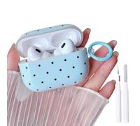 MINSCOSE for AirPods Pro 2nd/1st Generation Case,Cute Polka Dot Retro Aesthetic Design with Trendy Keychain Lock,Soft TPU Protective Shockproof Case with Cleaner Kit for Airpods Pro/Pro 2-Blue Dots