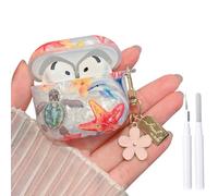 MINSCOSE for Glitter AirPods 4 Case,Cute Shell Pattern Marine Life Design with Floral Keychain,Soft TPU Anti-Drop Shockproof Cover with Cleaner Kit for Women Girls for AirPods 4-Dolphin