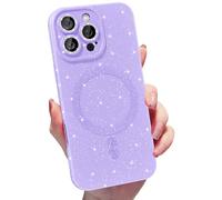 MINSCOSE for iPhone 11 Pro Case Magnetic Compatible with Magsafe,Cute Neon Glitter Super Vibrant Shiny Bling Sparkly Glossy Girly Case with Thin Slim Camera Protection for Women Girl-Purple