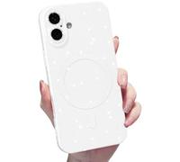 MINSCOSE for iPhone 17 Case Magnetic Compatible with Magsafe,Cute Neon Glitter Super Vibrant Shiny Bling Sparkly Glossy Girly Case with Thin Slim Camera Protection for Women Girl-White