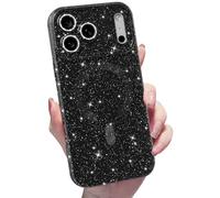 MINSCOSE for iPhone 17 Pro Max Case Magnetic Compatible with Magsafe,Cute Neon Glitter Super Vibrant Shiny Bling Sparkly Glossy Girly Case with Thin Slim Camera Protection for Women Girl-Black