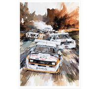 MINSEOK Automotive Wall Art Poster A2 - Original Watercolor Automotive Artwork for Home Office, Garage and Study - Dynamic Rally Sports Cars