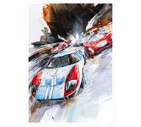 MINSEOK Watercolor Car Posters Room Decor - Premium A2 Art Old Print Pictures, Perfect Car Wall Art Gift - Dynamic Vintage Powerful Cool Supercars