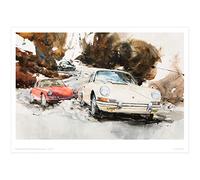 MINSEOK Watercolor Car Posters Room Decor - Premium A3 Art Old Print Pictures, Perfect Car Wall Art Gift - Brown Scenery Ivory Vintage Old Cars