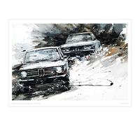 MINSEOK Watercolor Car Posters Room Decor - Premium A3 Art Old Print Pictures, Perfect Car Wall Art Gift - Dynamic Black Vintage Old Sports Cars