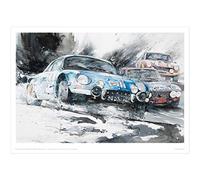 MINSEOK Old Car Poster Print | Premium A3 Art Poster (492 x 420mm) | Perfect Car Art Gifts (Renault Alpine A110, Lancia Fulvia HF, Fiat 124 Abarth)