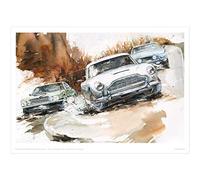 MINSEOK Watercolor Car Posters Room Decor - Premium A3 Art Old Print Pictures, Perfect Car Wall Art Gift - Brown Grass Vintage Old Sports Cars