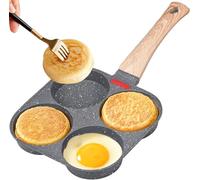 MINSHUXI 4 Intervals Fried Egg Pan, Aluminium Pancake Pan Non-Stick Pancake Pan Outdoor Camping Egg Pan Household Pancake Pan