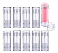Minsily 10 PCS 15ml Round Empty Deodorant Containers Bottom Filling Clear Lip Balm Tube 0.5oz Empty Plastic Deodorant Stick Twist Up Refillable Tube Deodorant Bottles for DIY Lipstick Crayon Chapstick