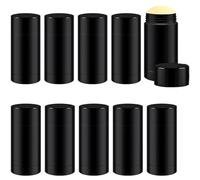 Minsily 10 Pcs 75ml Empty Deodorant Containers Twist up Filling Stick Plastic Deodorant Container Refillable Bottles Bottomfill Round Lip Balm Tubes for Homemade DIY Deodorant Lipstick Crayon(Black)