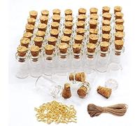 Minsily 100 Pcs 0.5ml Mini Small Glass Bottles with Cork Stoppers 20 Meters Twines Tiny Jars Clear Mini Glass Vials with Eye Screws Corked Bottle DIY Arts Crafts Projects Decoration Party Favors Gifts