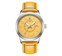 Minskolei Shield Automatic Watches for Men Japanese Mechanical Yellow Leather and Digital Dial Design 100M Water Resistant Stainless Steel Sapphire Glass 42MM Men Watch, Leather Silver Yellow, Leisure