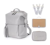 Minsong Fashion Diaper Bag Backpack, Leather Diaper Bags Organizer With Changing Station, Travel Diaper Backpacks for Mom Dad, Dark Grey, normal, Stylish