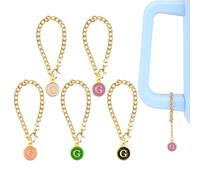 minstely 5 Pcs Letter Charm Accessories for Stanley Cup, 5 Colors Initial Name ID Personalized Handle Charm for Tumbler - Black White Pink Purple Green, Stainless Steel