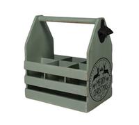 Minster 6 Bottle Holder With Opener - L19 X W27 X H30 Cm - Rustic Green