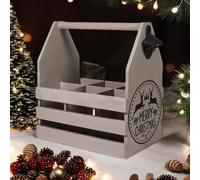 Minster 6 Bottle Holder With Opener - L19 X W27 X H30 Cm - Rustic Grey