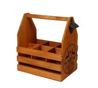Minster 6 Wooden Bottle Holder With Metal Opener - L19 X W27 X H30 Cm