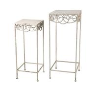Minster 66Cm Decorative Metal Plant Stand (Set Of 2) - L27 X W27 X H66 Cm - Cream
