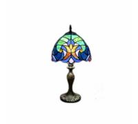 Minster 8 Inch Tiffany Lamp And Shade - L20 X W20 X H36 Cm - Blue/green/brown