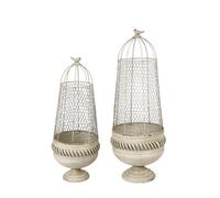 Minster 83/70Cm Decorative Metal Plant Stands (Set Of 2) - L32 X W32 X H83 Cm - Cream