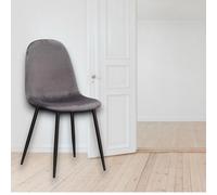 Chair Grey Fabric Ergonomic Seat 44x52x86cm Black Metal Legs Modern Scandinavian