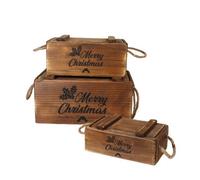 Minster Crates With Lids Rope Handles (Set Of 3) - Wood