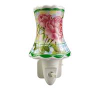 Minster Floral Nightlight With Pink Rose Pattern On Pastel Geometric Checkered Background - L8 X W8 X H13 Cm