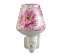 Minster Floral Nightlight With Soft Pink & Magenta Peony Pattern On White Background - L8 X W8 X H13 Cm