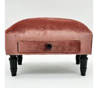 Minster Footstool with Drawer - Velvet - L25 x W45 x H28 cm - Pink | Size: 1 Pack Minster Pink 1 Pack
