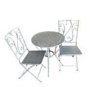 Minster Garden Folding Bistro Set - Metal - Light Grey