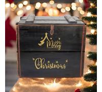 Minster Merry Christmas Box - Wood - L36 x W42 x H30 cm - Black | Size: 1 Pack Minster Black 1 Pack