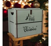 Minster Merry Christmas Box - Wood - L36 X W42 X H30 Cm - Rustic Green