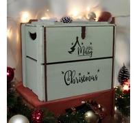 Minster Merry Christmas Box - Wood - L36 x W42 x H30 cm - Rustic Green | Size: 1 Pack Minster Green 1 Pack