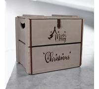 Minster Merry Christmas Box - Wood - L36 X W42 X H30 Cm - Rustic Grey