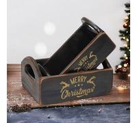 Minster "merry Christmas" - Crates (Set Of 2) - Wood - Black
