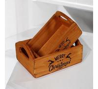 Minster "merry Christmas" - Flower Planters (Set Of 2) - Wood