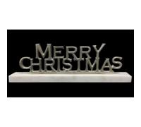 Minster Nickel Plated Merry Christmas in Stand - L3 x W30 x H8 cm in Grey | Size: 1 Pack Minster Grey 1 Pack
