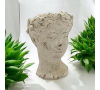 Minster Outdoor Bust Pot Ornament - L17 x W19 x H26 cm - Cream Cement in White | Size: 1 Pack Minster White 1 Pack