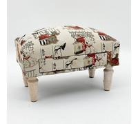 Minster Scottie Dog Fabric Footstool with Drawer - L25 x W45 x H28 cm | Size: 1 Pack Minster Multicolor 1 Pack