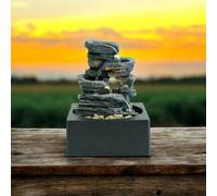 Minster Table-Top Water Fountain - L18 x W18 x H24 cm in Grey | Size: 1 Pack Minster Grey 1 Pack