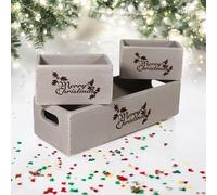 Minster Wooden Boxes (Set Of 3) - Rustic Grey