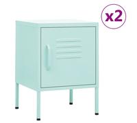 (mint, 2) vidaXL 1/2x Nightstand Steel Bedside Bed Side Storage Cabinet Multi Colours