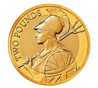 Mint 24K CARAT GOLD PLATED 2015 Definitive Britannia BU £2 Coin sealed in Royal presentation folder