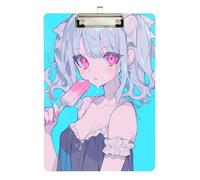 Mint Blue Fresh Girl Anime Clip Board Hook Waterproof for Personalized clipboards for Teachers Size 9 x 12 Silver
