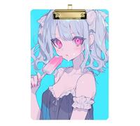 Mint Blue Fresh Girl Anime Clip Board Hook Waterproof for Personalized clipboards for Teachers Size 9 x 12 Gold