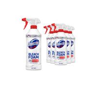 Domestos Mint Boost Bleach Foam sprays upside down for a sparkling clean even in the hardest-to-reach places 450 ml