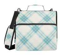 Mint Buffalo Plaid Checks 1.5-Inch 3-Rings Zipper Binder with Strap Waterproof School Supplies Organizer for Middle School