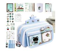 Mint Chocolate Kitten Complete 13-Ply Pencil Case with Large Capacity