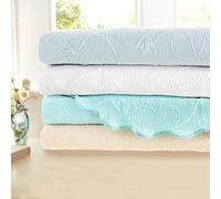 Mint Gabriella Bedspread - Machine Washable Soft & Lightweight Cotton & Polyester Bedding with Floral Design & Matelasse Weave - Super King, Measures 260 x 220cm, Matching Pillow Shams Available
